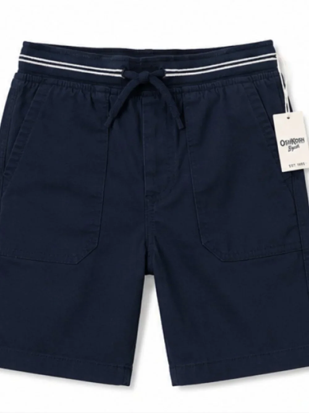 OshKosh - Boys Navy Blue Stretch Cargo Shorts Size 8 Drawstring Waist [NWT]